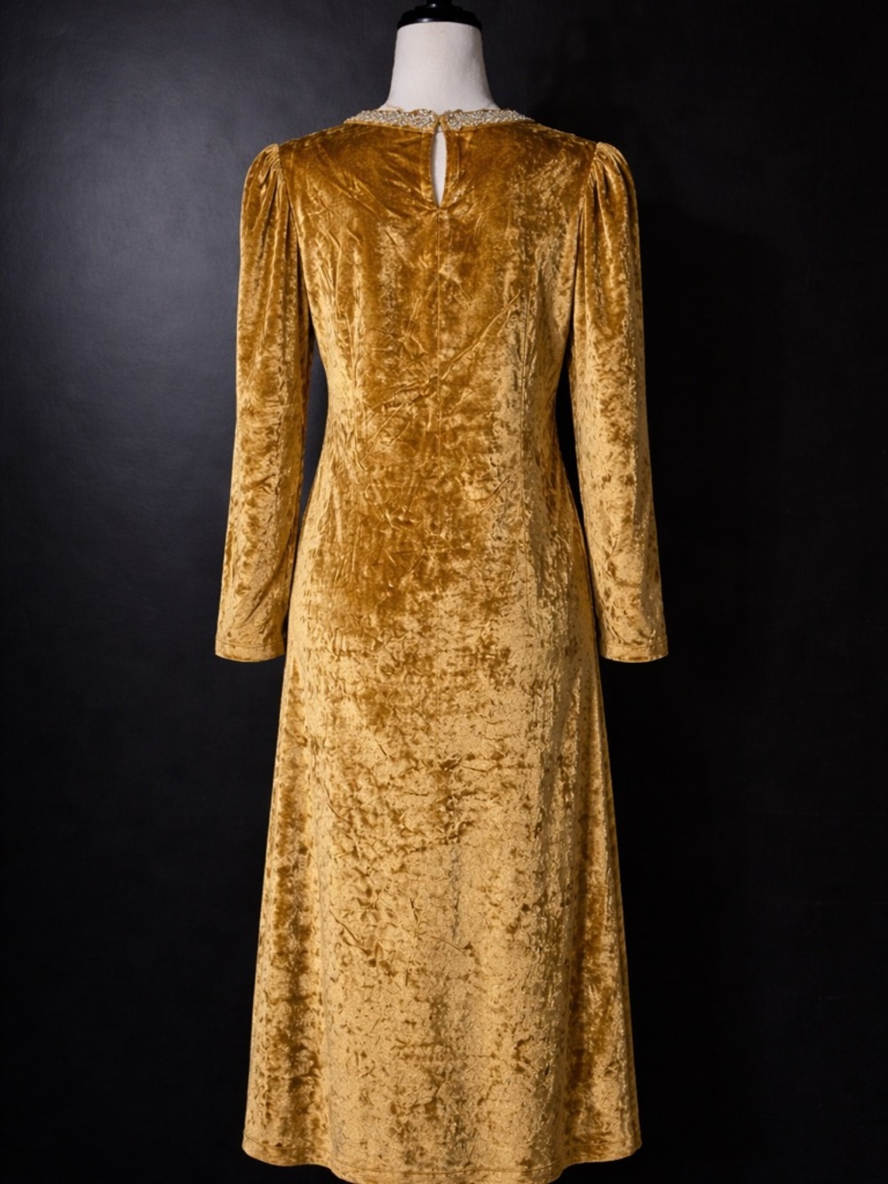 Ember Velvet Shift Midi Dress Embellished Collar - Picture 3 of 4